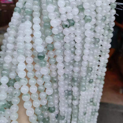 Natural Tianshan Jade Loose Beads - Round/Smooth Gemstone Beads for Jewelry Making, DIY Bracelet Necklace Supplies
