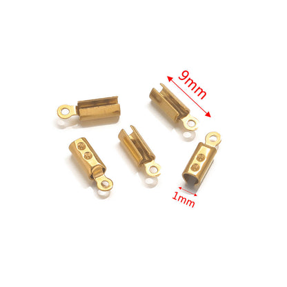 50PCS Stainless Steel End Caps & Cord Clasps, Lobster Clasp Cord Connectors, DIY Bracelet Anklet Jewelry Making Findings
