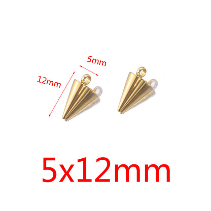 5PCS Stainless Steel Conical Small Pendants | Plated Mini Charms, Minimalist DIY Accessories for Earrings & Jewelry Making