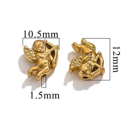2PCS Stainless Steel Spacer Beads, Elephant Owl Buddha Head Diamond Shape Decorative Beads for DIY Jewelry Making