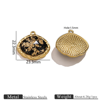 Vintage Black & Gold Foil Stainless Steel Pendant, Butterfly Star Heart Charms for DIY Jewelry, Bracelets & Necklaces