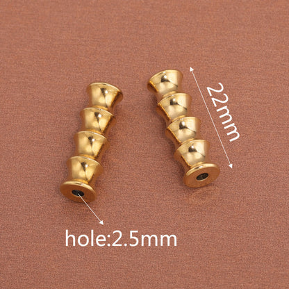 2PCS Gold Stainless Steel Bamboo Joint Bullet Beads | Loose Spacer Beads for DIY Jewelry Making Supplies