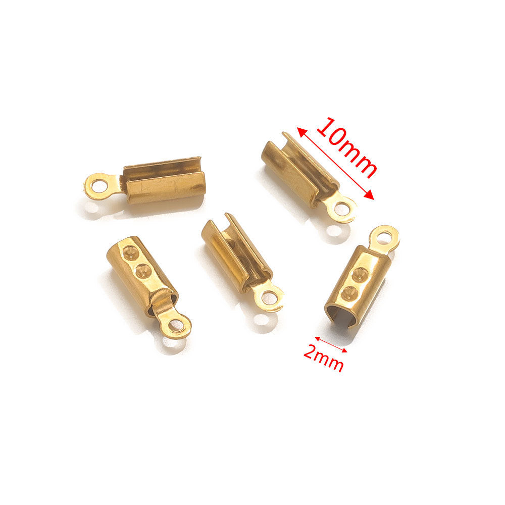 50PCS Stainless Steel End Caps & Cord Clasps, Lobster Clasp Cord Connectors, DIY Bracelet Anklet Jewelry Making Findings