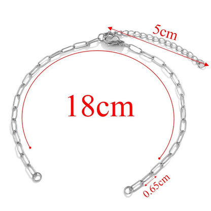 5PCS Real Gold Plated Semi - finished Base Chain for DIY Bracelets - Stainless Steel Long Cross, Adjustable Titanium Steel Accessories