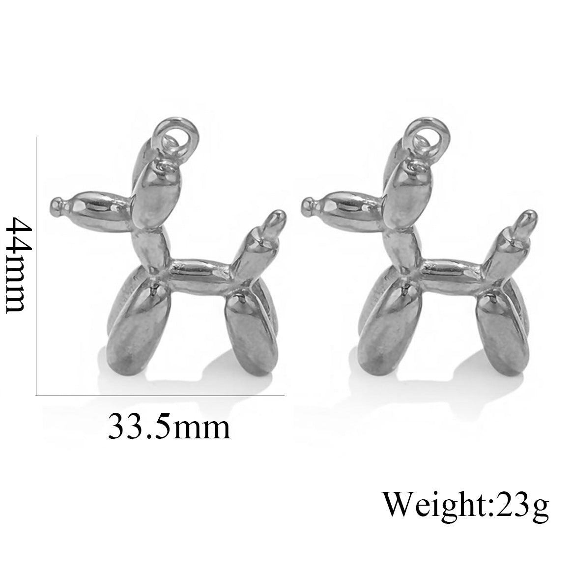 Titanium Steel Dog Pendant | Minimalist Hip-Hop Style + Cute 3D Balloon Dog Design, Trendy DIY Jewelry Charm for Necklaces