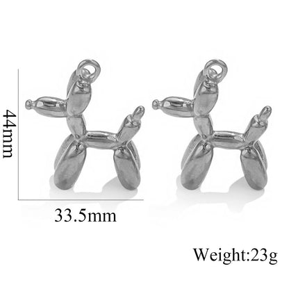 Titanium Steel Dog Pendant | Minimalist Hip-Hop Style + Cute 3D Balloon Dog Design, Trendy DIY Jewelry Charm for Necklaces