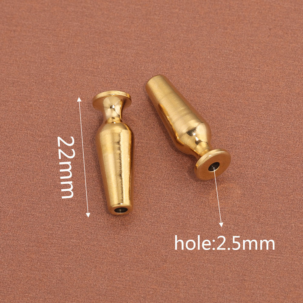 2PCS Gold Stainless Steel Bamboo Joint Bullet Beads | Loose Spacer Beads for DIY Jewelry Making Supplies