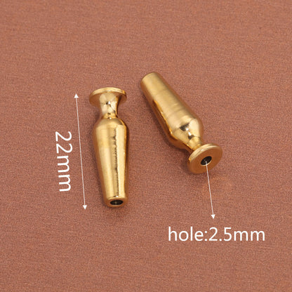 2PCS Gold Stainless Steel Bamboo Joint Bullet Beads | Loose Spacer Beads for DIY Jewelry Making Supplies