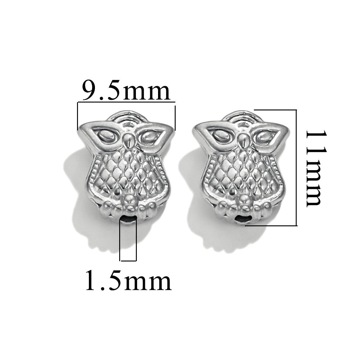 2PCS Stainless Steel Spacer Beads, Elephant Owl Buddha Head Diamond Shape Decorative Beads for DIY Jewelry Making