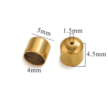 10PCS Stainless Steel End Caps, Round Cord Ends with Hole, Titanium Steel Jewelry Findings, Waterproof DIY Jewelry Making Supplies