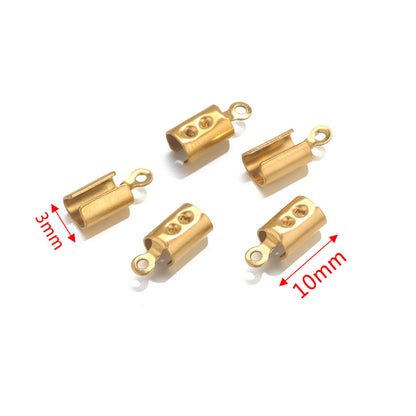 50PCS Stainless Steel End Caps & Cord Clasps, Lobster Clasp Cord Connectors, DIY Bracelet Anklet Jewelry Making Findings