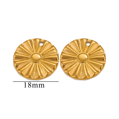 10PCS Stainless Steel Round Flower Pendant with Hole, DIY Teardrop Earring Connector, Jewelry Making Supplies for Stud Earrings