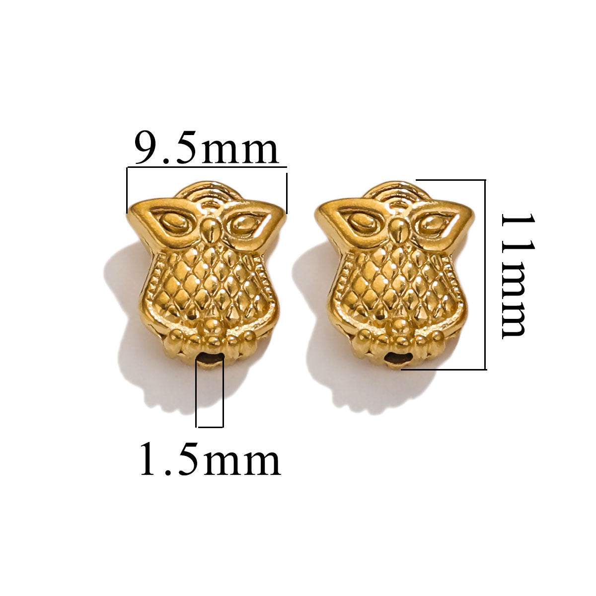 2PCS Stainless Steel Spacer Beads, Elephant Owl Buddha Head Diamond Shape Decorative Beads for DIY Jewelry Making