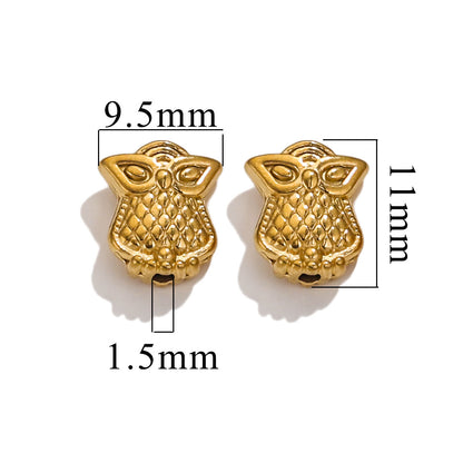 2PCS Stainless Steel Spacer Beads, Elephant Owl Buddha Head Diamond Shape Decorative Beads for DIY Jewelry Making