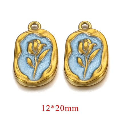 Vintage-Inspired Stainless Steel Rose Pendant - Timeless Flower Charm for DIY Jewelry