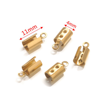 50PCS Stainless Steel End Caps & Cord Clasps, Lobster Clasp Cord Connectors, DIY Bracelet Anklet Jewelry Making Findings