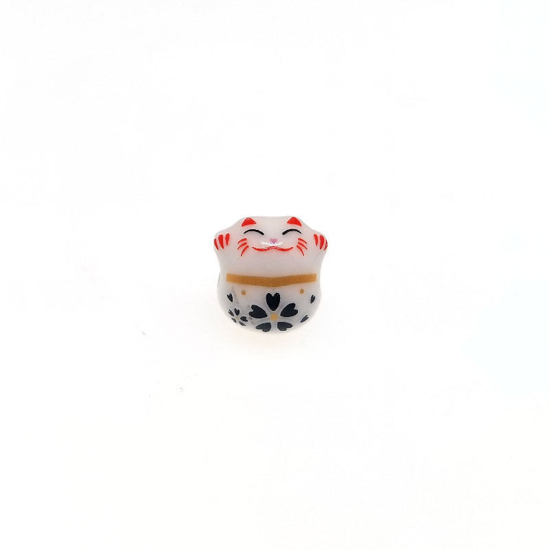 Ceramic Lucky Cat (Maneki Neko) Beads - Perfect for DIY Jewelry, Keychains, Home Decoration Crafts