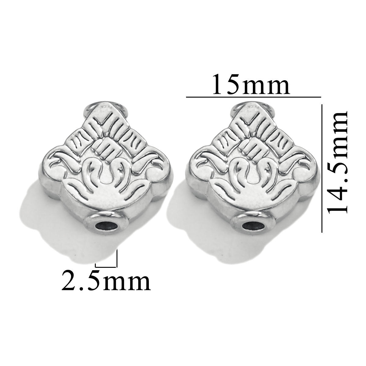 2PCS Stainless Steel Spacer Beads, Elephant Owl Buddha Head Diamond Shape Decorative Beads for DIY Jewelry Making