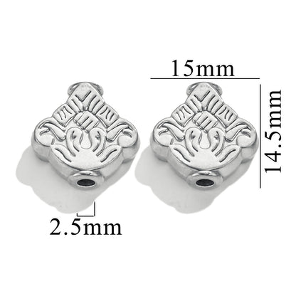 2PCS Stainless Steel Spacer Beads, Elephant Owl Buddha Head Diamond Shape Decorative Beads for DIY Jewelry Making