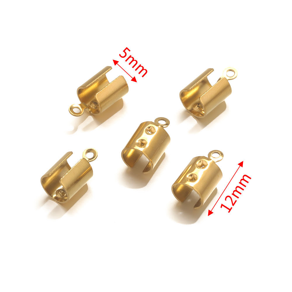50PCS Stainless Steel End Caps & Cord Clasps, Lobster Clasp Cord Connectors, DIY Bracelet Anklet Jewelry Making Findings
