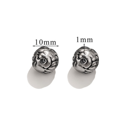 Vintage Blackened Stainless Steel Beads - Six-Word Mantra & Swastika Pattern for DIY Bracelet, Titanium Steel Stringing Beads
