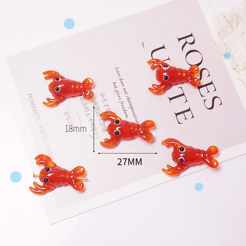 Handmade Glass Lobster Bead, 3D Lampwork Crayfish Charm, Ocean Sea Life Spacer Bead for DIY Bracelet Necklace Jewelry Making