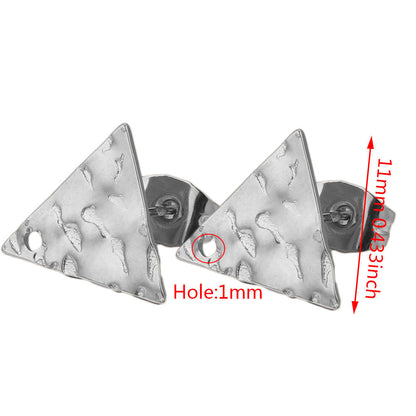 5Pairs Stainless Steel DIY Earring Components - Geometric Textured Blanks & Posts with Holes, Titanium Steel for Earrings