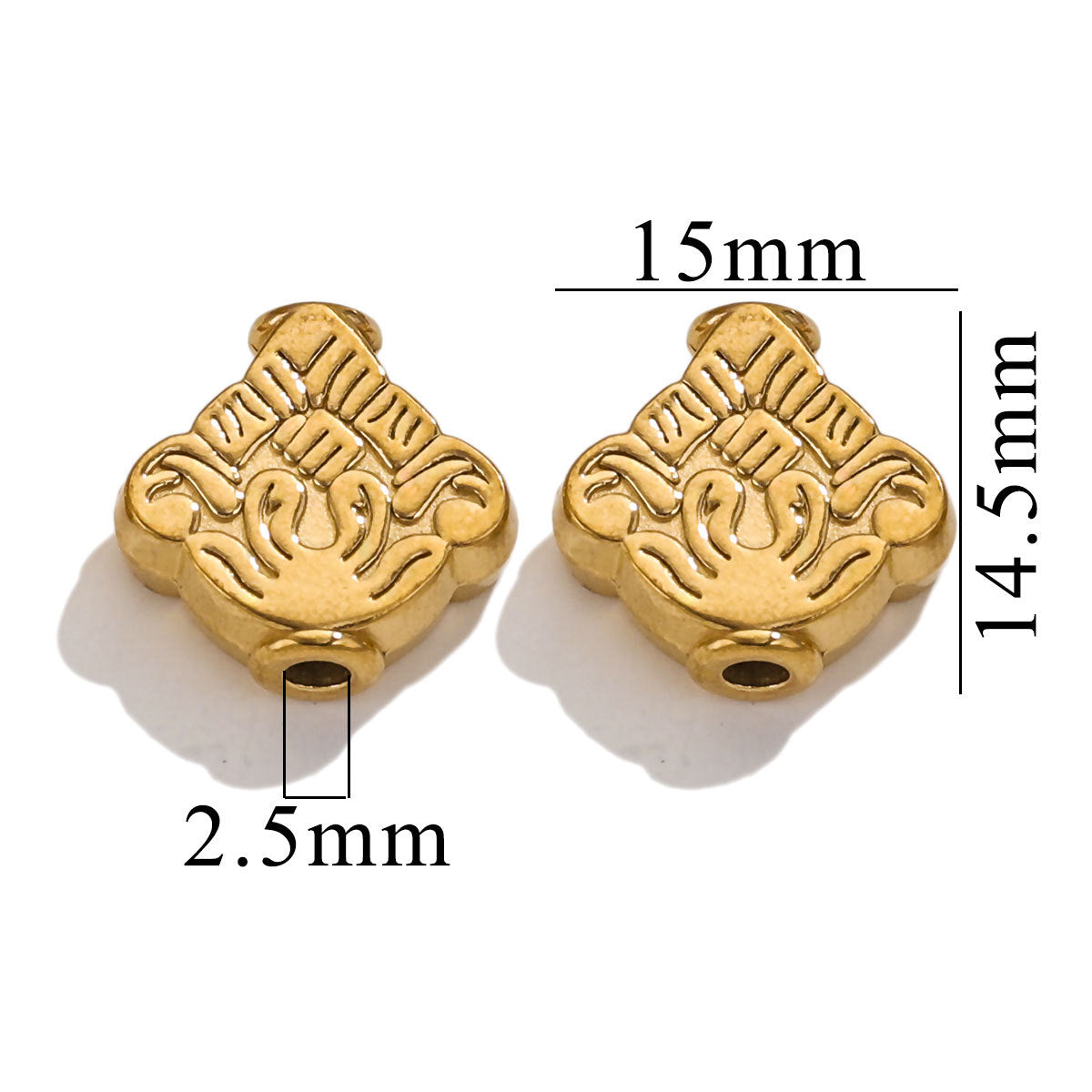 2PCS Stainless Steel Spacer Beads, Elephant Owl Buddha Head Diamond Shape Decorative Beads for DIY Jewelry Making