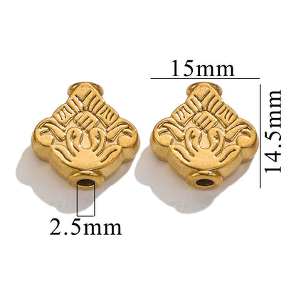 2PCS Stainless Steel Spacer Beads, Elephant Owl Buddha Head Diamond Shape Decorative Beads for DIY Jewelry Making