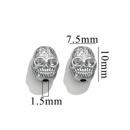 2PCS Stainless Steel Spacer Beads, Elephant Owl Buddha Head Diamond Shape Decorative Beads for DIY Jewelry Making