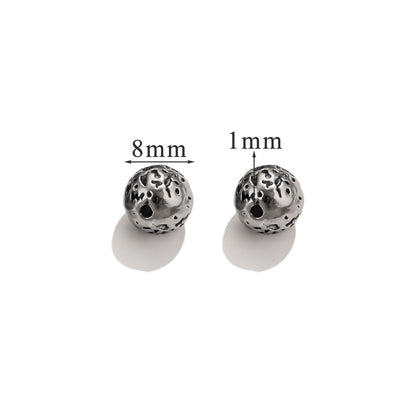 Vintage Blackened Stainless Steel Beads - Six-Word Mantra & Swastika Pattern for DIY Bracelet, Titanium Steel Stringing Beads