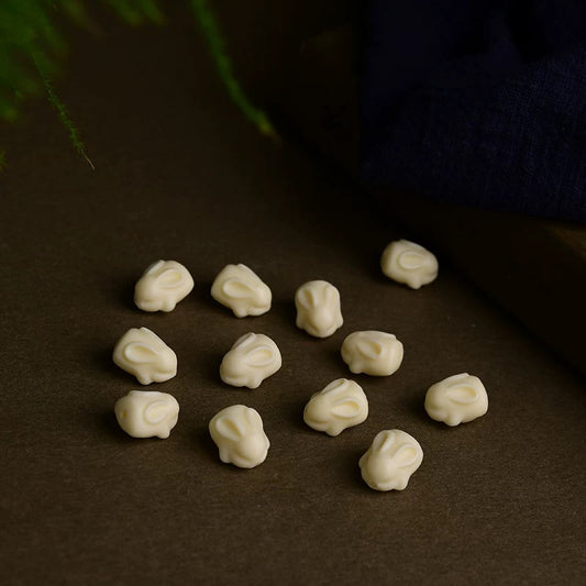 Cute Bunny Ivory Nut Bead, Handmade Tagua Rabbit Charm, Original Animal Jewelry Bead for DIY Prayer Bracelet