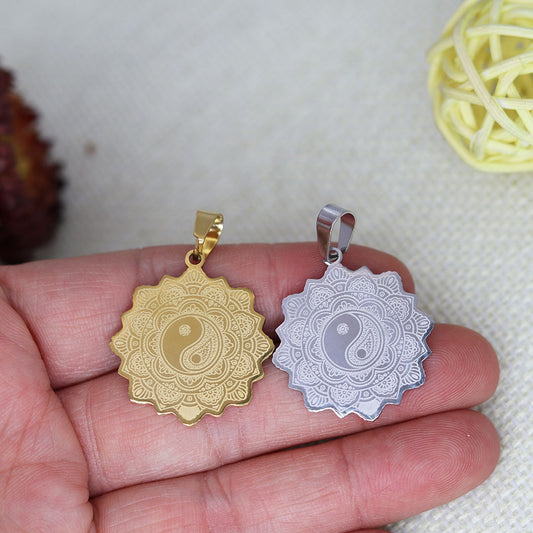 Stainless Steel Flower of Life & Yin Yang Pendant - Spiritual Jewelry for Daily Wear & Gifting