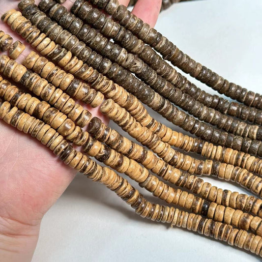 Raw Color Coconut Shell Abacus Spacer Beads - Bulk Craft Beads for Bracelets, Necklaces, Earring DIY Projects