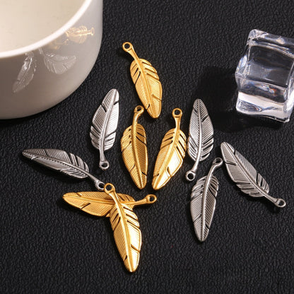 2PCS Delicate Stainless Steel Feather Pendant - Polished Finish | Hypoallergenic Boho Charm