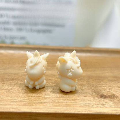 12*22mm Ivory Nut Unicorn Charm, Hand-Carved Tagua Bead for DIY Bracelet, Cute Kawaii Pendant for Mala or Keychain Making