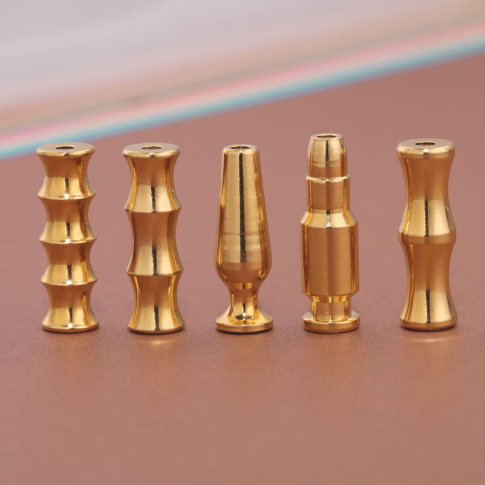 2PCS Gold Stainless Steel Bamboo Joint Bullet Beads | Loose Spacer Beads for DIY Jewelry Making Supplies
