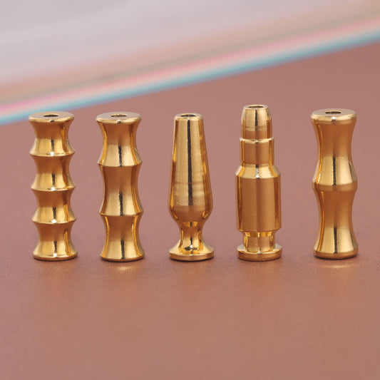 2PCS Gold Stainless Steel Bamboo Joint Bullet Beads | Loose Spacer Beads for DIY Jewelry Making Supplies