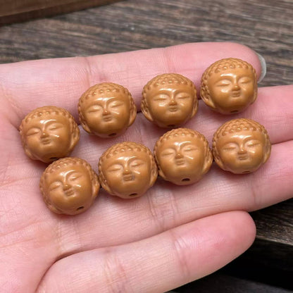 13x14mm Monkey Head Walnut Carved Baby Buddha Beads | Loose Beads for Jewelry Making, Bracelet Necklace Craft Supplies