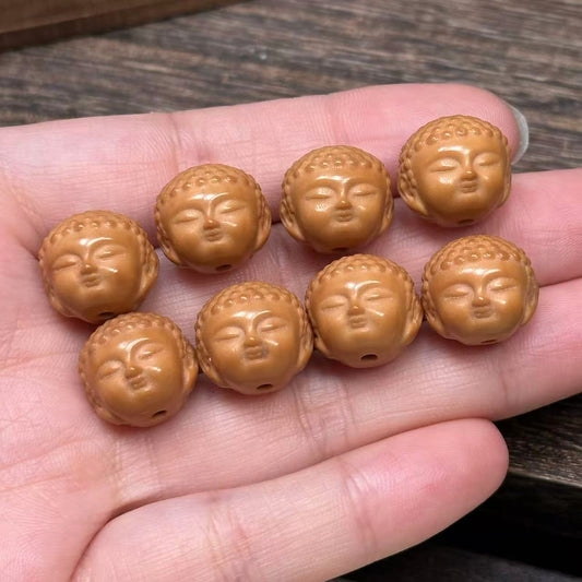 13x14mm Monkey Head Walnut Carved Baby Buddha Beads | Loose Beads for Jewelry Making, Bracelet Necklace Craft Supplies