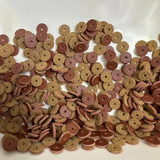 100PCS Natural Cowhide Spacer Discs | Top-Grain Leather Washers for Wenwan Bracelets | DIY Vajra & Star Moon Bead Accessories