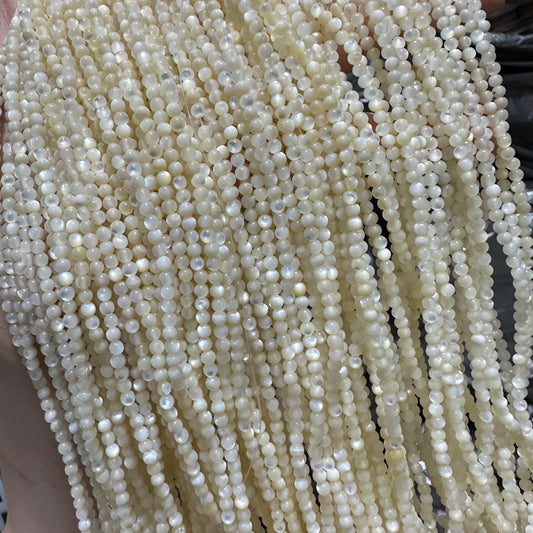 3mm Natural Mother of Pearl Shell Loose Beads - Tiny Shell Beads for DIY Jewelry Making, Craft Projects