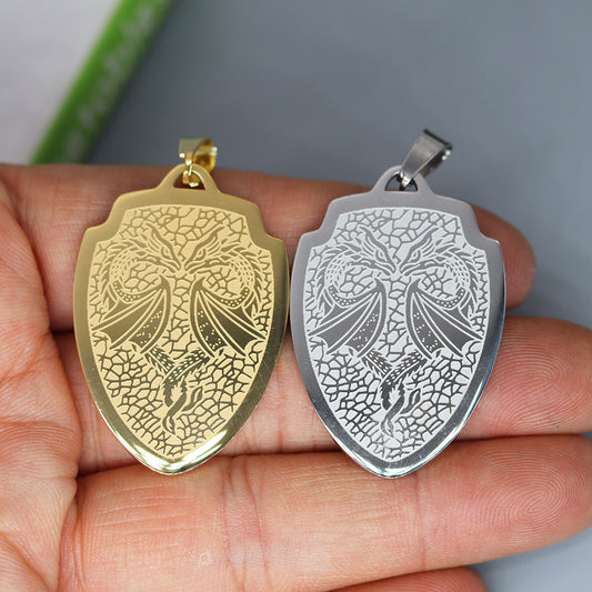 Stainless Steel Viking Dragon Pendant – Samurai Style DIY Jewelry Charm for Necklace or Bracelet Making