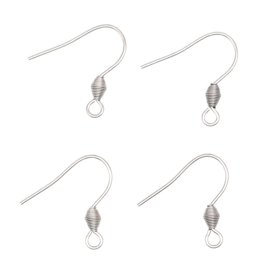 10Pairs Stainless Steel Spiral Earrings Hooks | Question Mark &amp; Spring Threaded Ear Wires, Bohemian DIY Jewelry Accessories