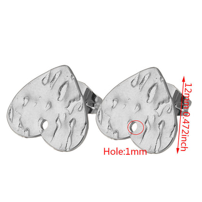 5Pairs Stainless Steel DIY Earring Components - Geometric Textured Blanks & Posts with Holes, Titanium Steel for Earrings