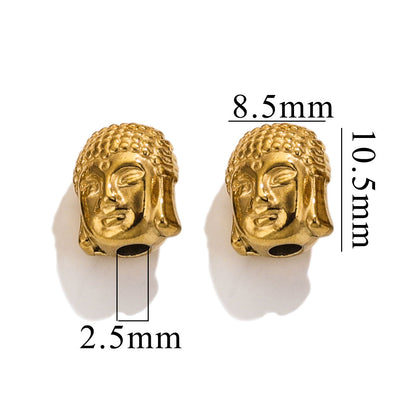 2PCS Stainless Steel Spacer Beads, Elephant Owl Buddha Head Diamond Shape Decorative Beads for DIY Jewelry Making
