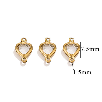 20PCS Stainless Steel Crystal Water Drop Charms - Colorful Titanium Steel, Minimalist Luxury DIY Necklace Jewelry Accessory