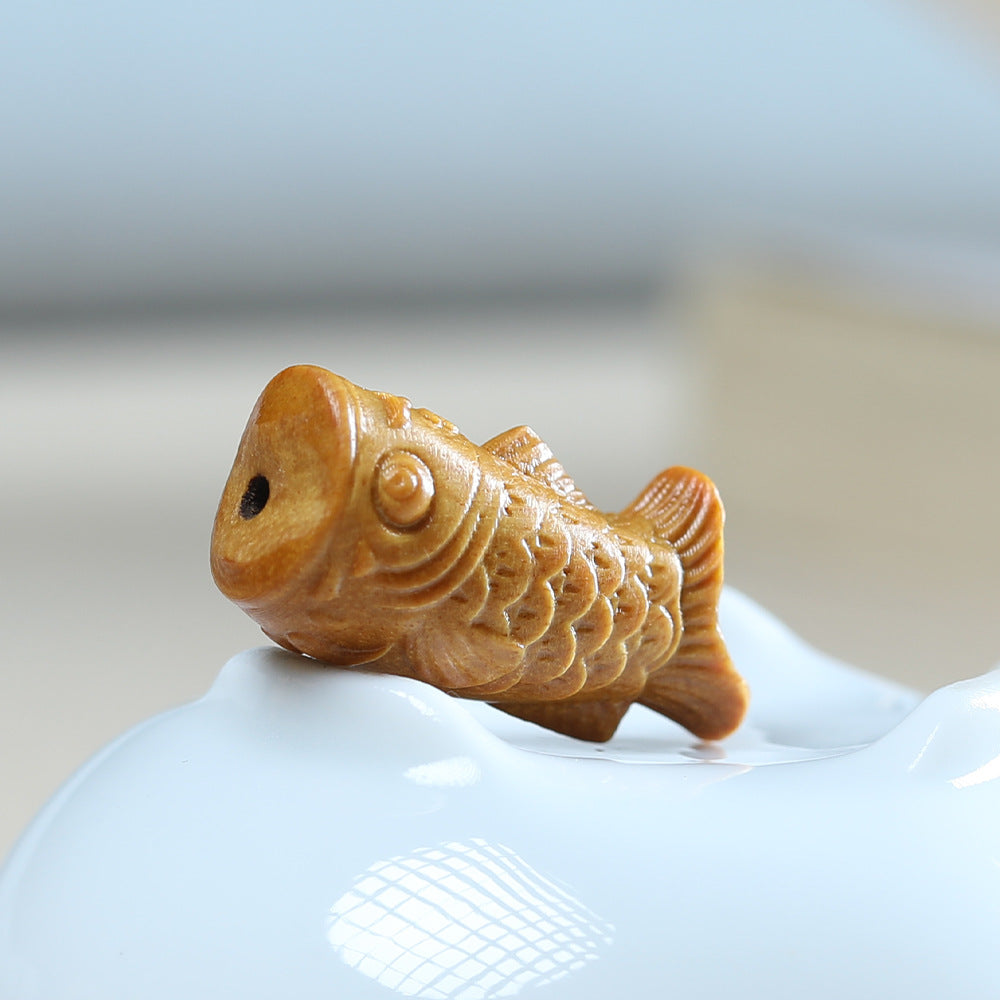 Rosewood Agarwood Carved Koi Fish Pendant, Cute DIY Charm, Handcrafted Jewelry Making, Phone Strap, Bracelet, Necklace, Beaded Accessory