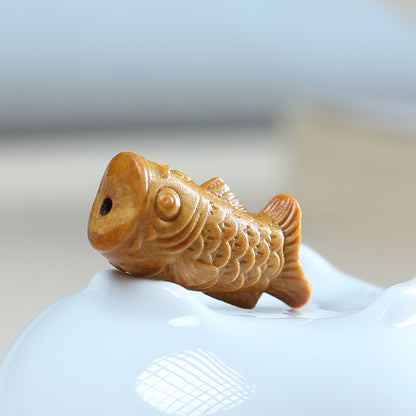 Rosewood Agarwood Carved Koi Fish Pendant, Cute DIY Charm, Handcrafted Jewelry Making, Phone Strap, Bracelet, Necklace, Beaded Accessory