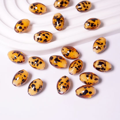 2PCS 11*16mm Handmade Leopard Print Glass Beads – Animal Print Jewelry Making Beads